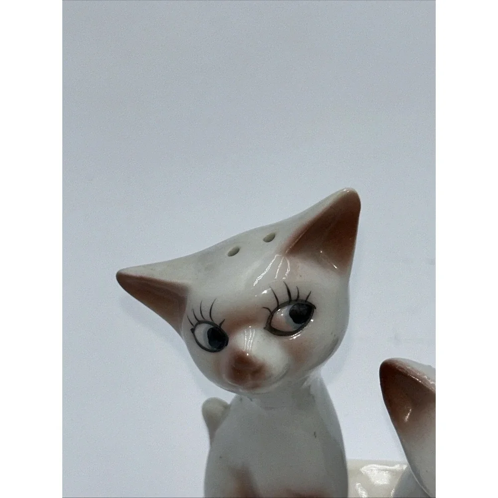 Vintage Anthropomorphic Ceramic Cat Family Salt & Pepper & Toothpick Holder Set